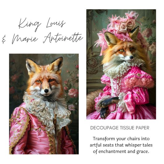 Bloemen Marie Antoinette Fox Decoupage Tissuepapier