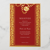 Bloemen Marigold Gold Mehndi uitnodiging (Voorkant)