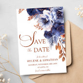 Bloemen Marine Blauw Terracotta Boho Elegant Huwel Save The Date