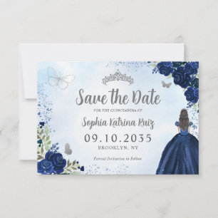 Bloemen Marine Blauw Zilver Prinses Tiara Quincean Save The Date