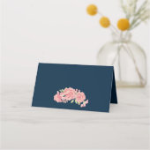 Bloemen marine blush script bruiloft tafel plaats plaatskaartje (Achterkant)