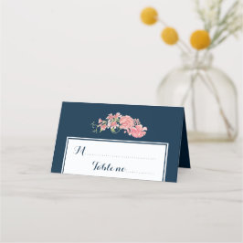 Bloemen marine blush script bruiloft tafel plaats plaatskaartje