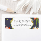 Bloemen marine gouden bruiloft etiket (Insitu)