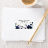 Bloemen, marineblauwe bruiloft, marine en roze, el etiket (Insitu)