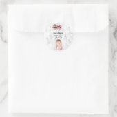 Bloemen Marmer Baby Geboorte Aankondiging Sticker (Tas)
