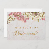 Bloemen Marmeren Orchideeën Bruidsmeisje Briefkaar Feestdagenkaart (Voorkant / Achterkant)