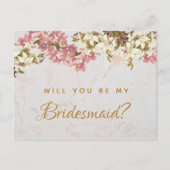 Bloemen Marmeren Orchideeën Bruidsmeisje Briefkaar Feestdagenkaart (Voorkant)