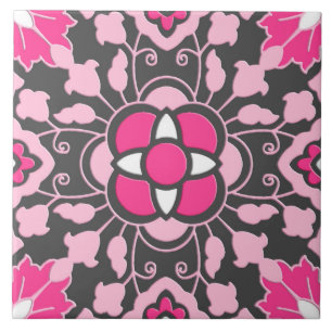 Bloemen Marokkaanse Tegel, Fuchsiakleurig Roze & Tegeltje