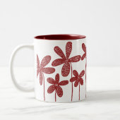 bloemen - Maroon Tweekleurige Koffiemok (Links)