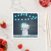 Bloemen Mason Jar & Blue Lights Rustieke bruiloft Servetten (Insitu)