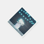 Bloemen Mason Jar & Blue Lights Rustieke bruiloft Servetten (Hoek)
