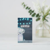 Bloemen Mason Jar & Blue Lights Rustieke bruiloft Visitekaartje (Staand voorkant)