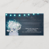 Bloemen Mason Jar & Blue Lights Rustieke bruiloft Visitekaartje (Achterkant)