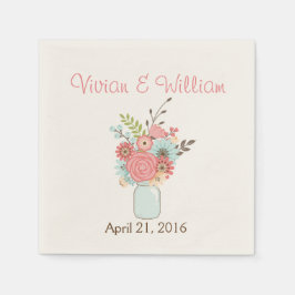 Bloemen Mason Jar Custom Bruiloft Servet