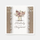 Bloemen Mason Jar en Burlap Lace Rustieke bruiloft Servet (Voorkant)