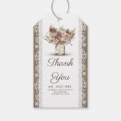  Bloemen Mason Jar en Rustieke Burlap Kant Cadeaulabel (Voorkant)