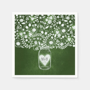 Bloemen Mason Jar Groen Trouwpapier servetten