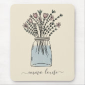bloemen Mason Jar Hand Lettered Monogram Muismat (Voorkant)