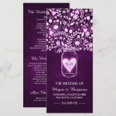 Bloemen Mason Jar paarse Elegante Bruiloft Program Programmakaart (Voorkant / Achterkant)