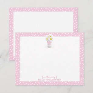 Bloemen Mason Jar Roze Bow Meisje Baby Stationery Bedankkaart