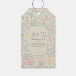 Bloemen Mason Jar Rustieke bruiloft Cadeaulabel