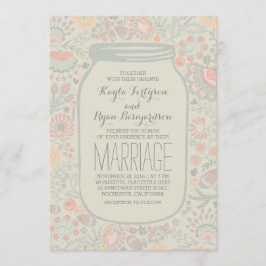 Bloemen Mason Jar Rustieke bruiloft Kaart