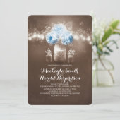 Bloemen Mason Jar Rustieke Snaar Lichten Bruiloft Kaart (Staand voorkant)