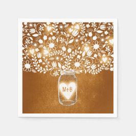 Bloemen Mason Jar sinaasappel bruiloft papier serv Servetten