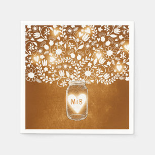 Bloemen Mason Jar sinaasappel bruiloft papier serv Servetten