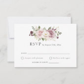Bloemen Mauve Blush Green White Wedding RSVP Kaart (Voorkant)