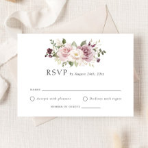 Bloemen Mauve Blush Green White Wedding RSVP