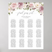 Bloemen Mauve Blush Groen Bruiloft Zitkaarten Poster (Voorkant)