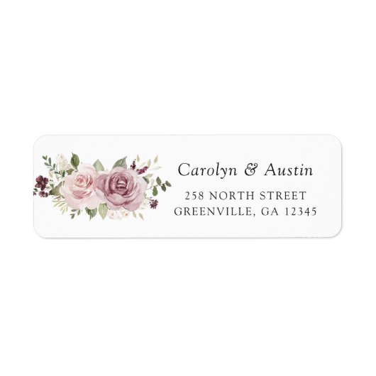 Bloemen Mauve Blush groen retour adreslabel Etiket (Voorkant)