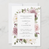 Bloemen Mauve Blush groen wit elegante bruiloft Kaart (Voorkant)