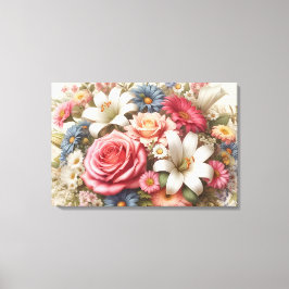 Bloemen Medley Levendige Bloemen & Botanische Scho Canvas Afdruk