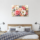 Bloemen Medley Levendige Bloemen & Botanische Scho Canvas Afdruk (Insitu (Slaapkamer))