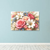 Bloemen Medley Levendige Bloemen & Botanische Scho Canvas Afdruk (Insitu (Houten vloer))