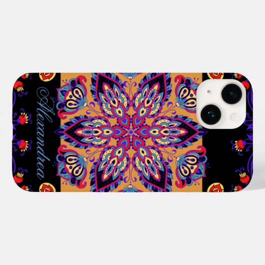 Bloemen Mehndi kunst, Violet Natuur Case-Mate iPhone Case (Achterkant (horizontaal))