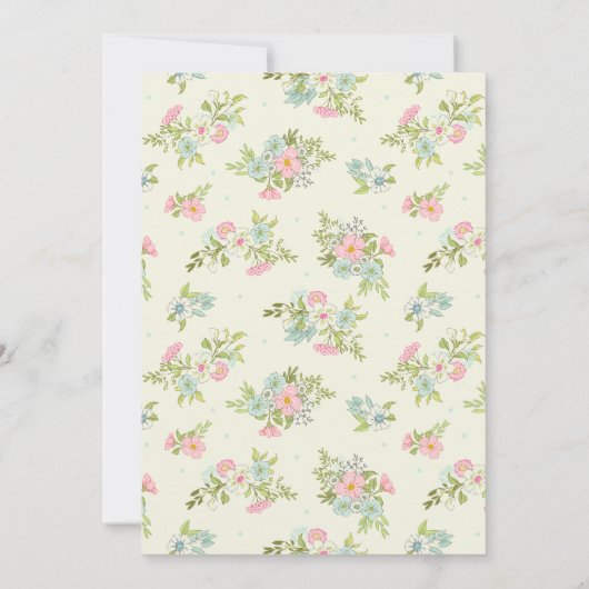 Bloemen Meisje Olifant Baby Douche Uitnodigingen (Achterkant)