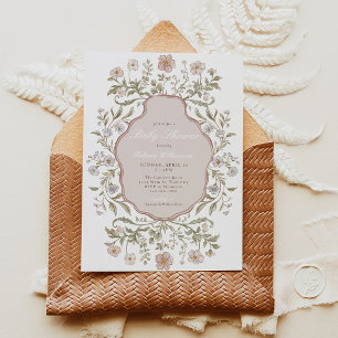 Bloemen Meisjes Baby shower Kaart