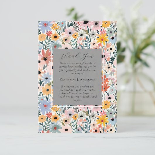  Bloemen Memorial Foto Sympathy Funeral Bedankkaart (Staand voorkant)