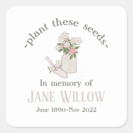 Bloemen Memorial Plant Seeds Vierkante Sticker
