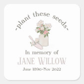 Bloemen Memorial Plant Seeds Vierkante Sticker (Voorkant)