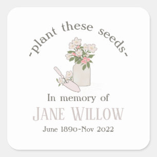  Bloemen Memorial Plant Seeds Vierkante Sticker
