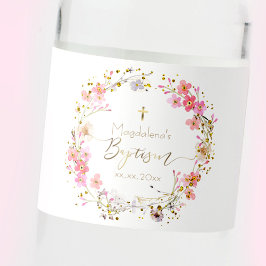 bloemen met Baptisme Waterfles Etiket