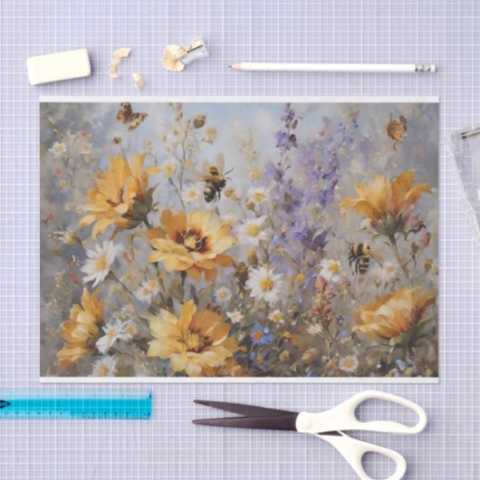 Bloemen met Bee's en Vlinders Decoupage Tissuepapier (Craft)