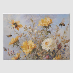 Bloemen met bijen decoupage tissuepapier