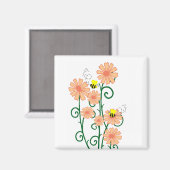 Bloemen met bijenmagneet magneet (Voorkant / Achterkant)