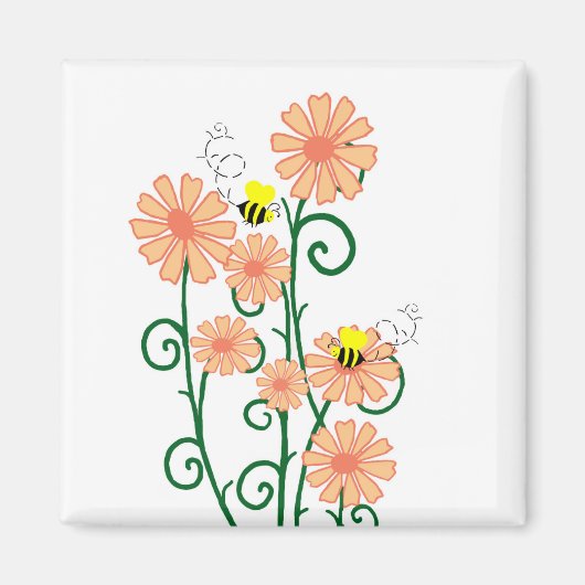 Bloemen met bijenmagneet magneet (Voorkant)