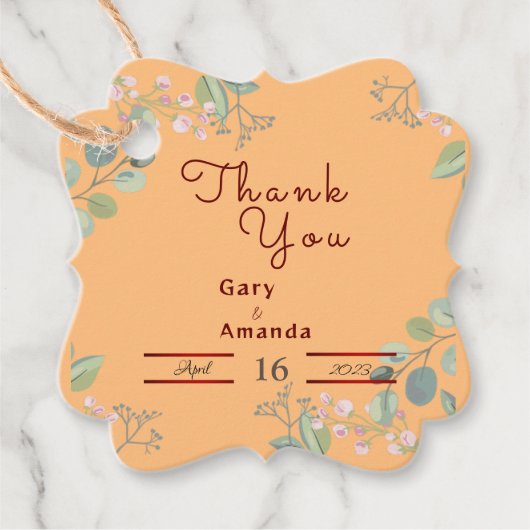 Bloemen met bladeren bedankjes labels (Voorkant)